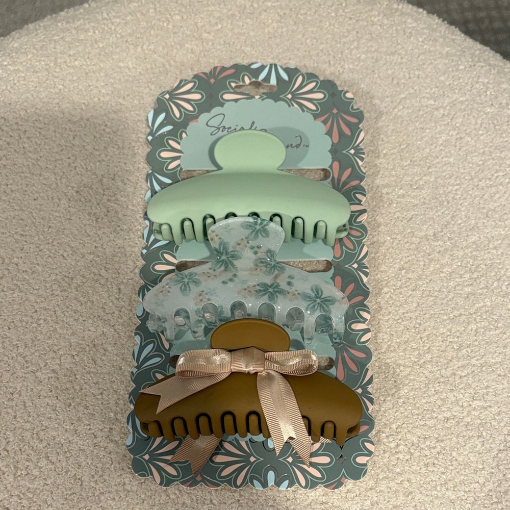 Claw Clip Set - Green and Brown